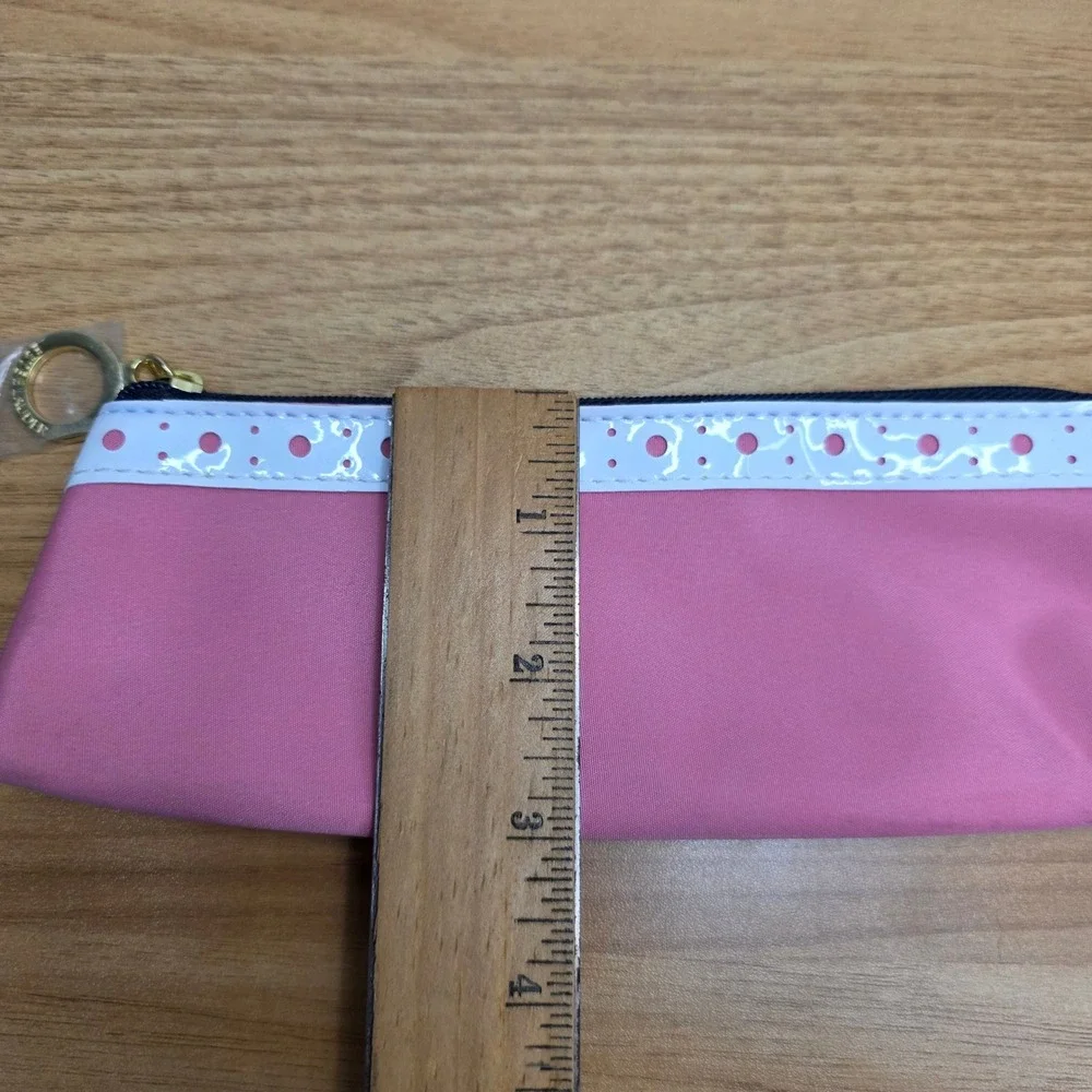 Estee Lauder & Lancome Cosmetic Bag Set Womens Pink White Purple Patent Croc 3pc